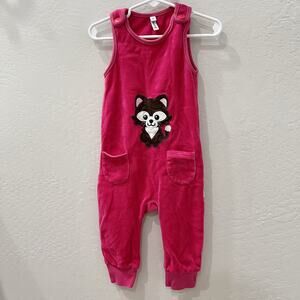Maxomorra Cat Pink Velour Tank Dungarees